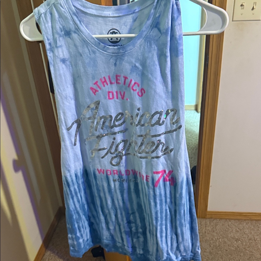 American Fighter Blue and Pink Tank Top